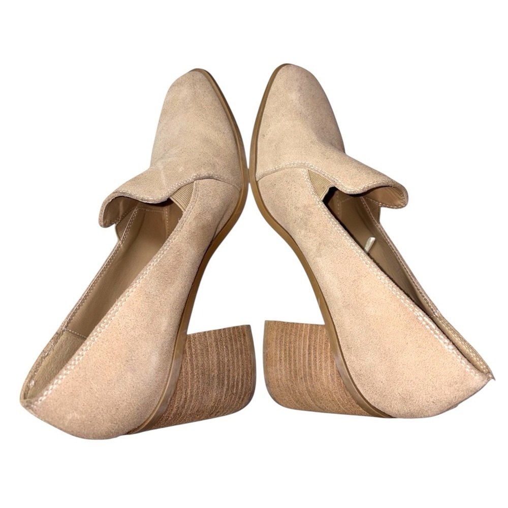 Joie Wevenly Suede Block Heel Biege/Tan Loafer Pumps Minimalist Women Size 8 - Picture 9 of 11